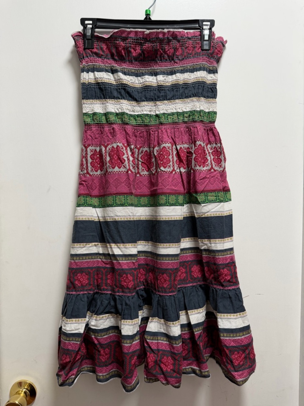 Moda International Dress Womens S Colorful Strapless Sleeveless Smocked Top